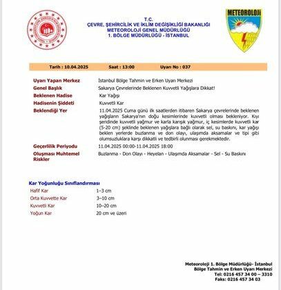 Sakarya Valiliği’nden yağış uyarısı!