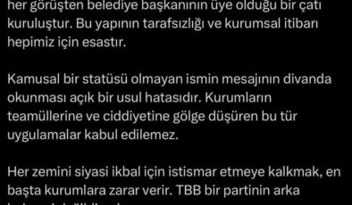 Alemdar’dan TBB’de Yaşananlara Sert Tepki: Kabul Edilemez