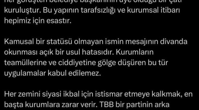 Alemdar’dan TBB’de Yaşananlara Sert Tepki: Kabul Edilemez