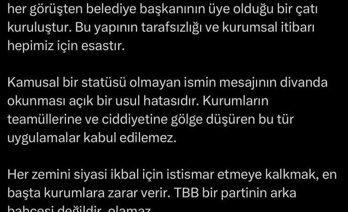 Alemdar’dan TBB’de Yaşananlara Sert Tepki: Kabul Edilemez